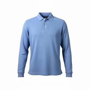 Roundtree & Yorke Ribbed Soft Cotton Long Sleeve Polo Blue Men’s Large NWT